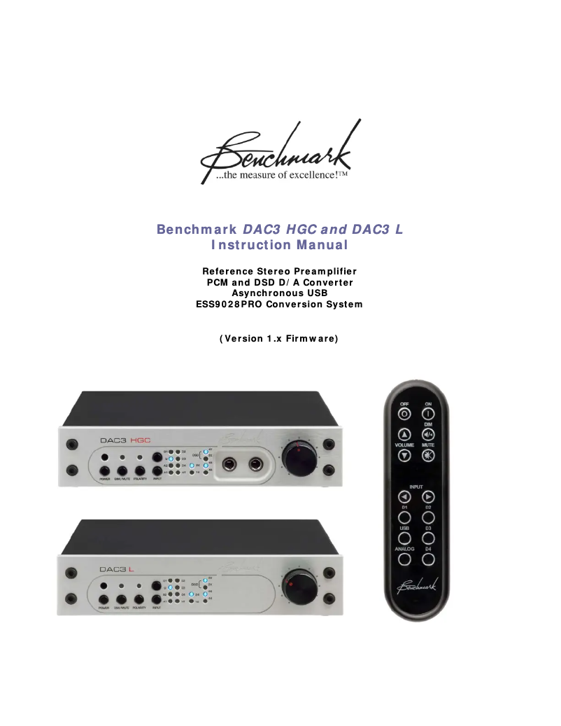Page n°1 - Manuel utilisateur Benchmark DAC3 L