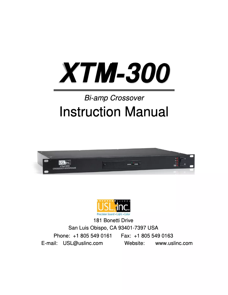 Image de la première page du manuel de l'appareil USL XTM-300A