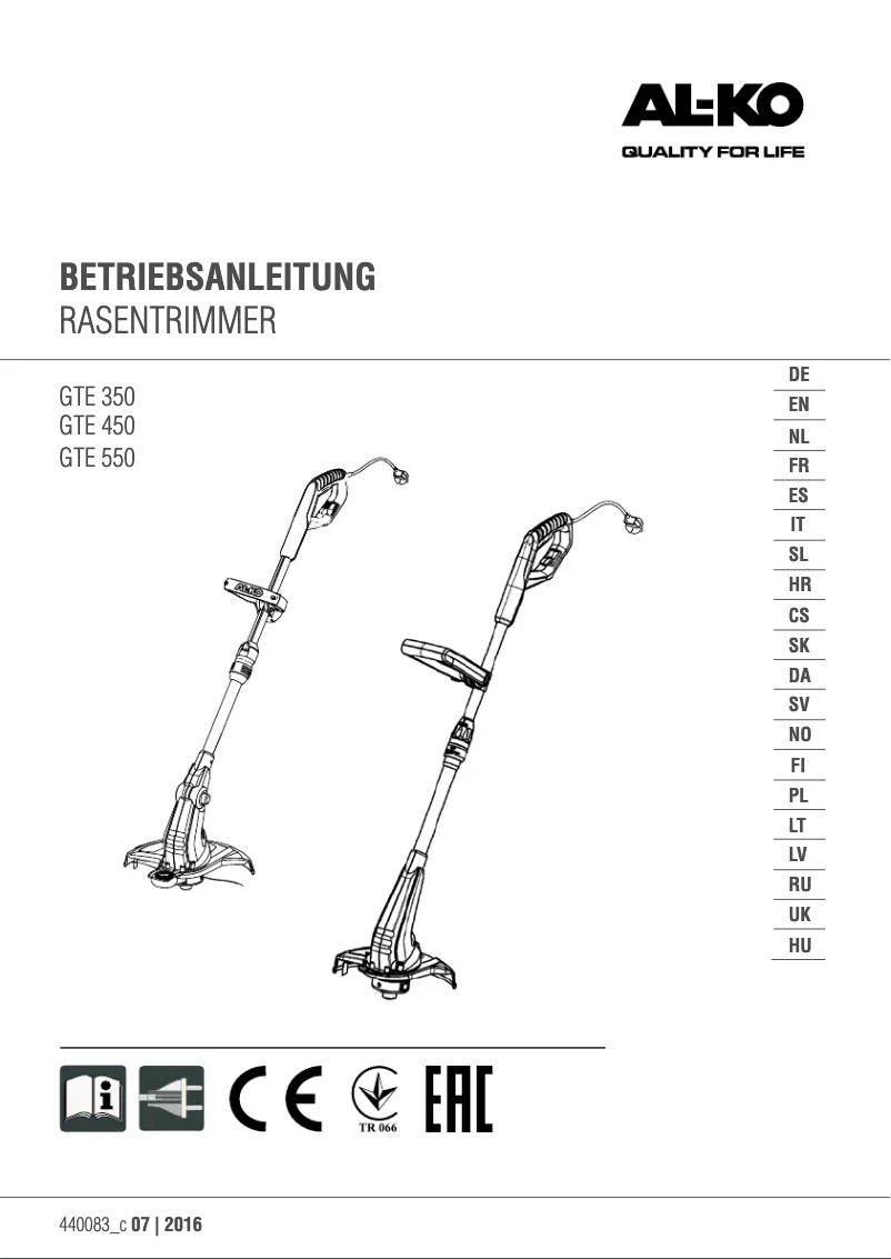 Page n°1 - Manuel utilisateur AL-KO GTE 550 Premium