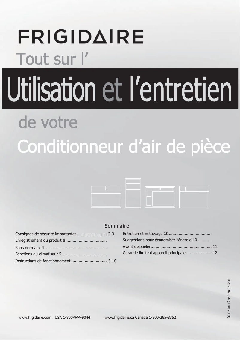 Page n°1 - Manuel utilisateur Frigidaire FRA086HT1