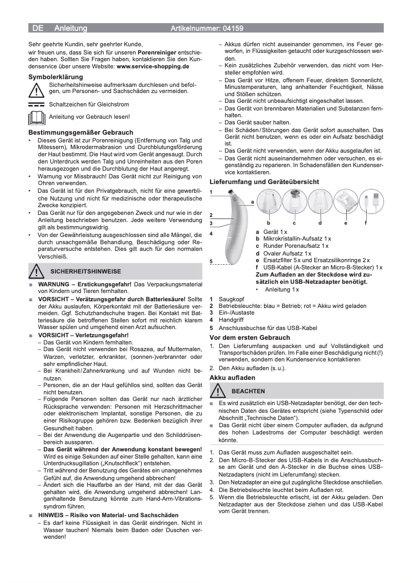 Page n°1 - Manuel utilisateur VitalMaxx 04159