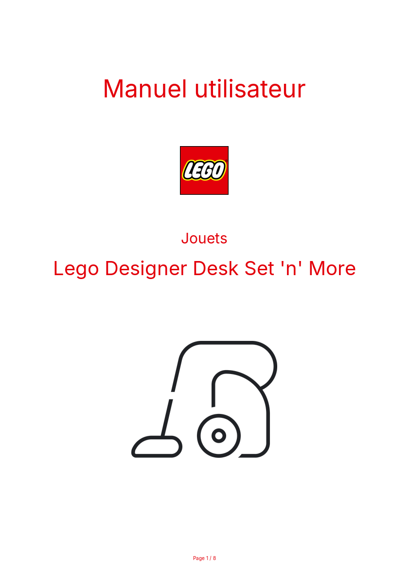 Image de la première page du manuel de l'appareil Designer Desk Set 'n' More