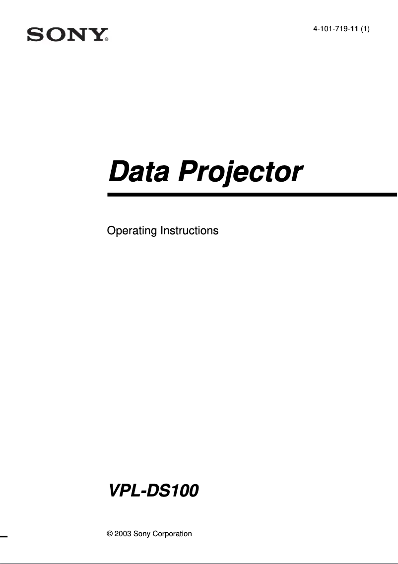 Image de la première page du manuel de l'appareil VPL-DS100