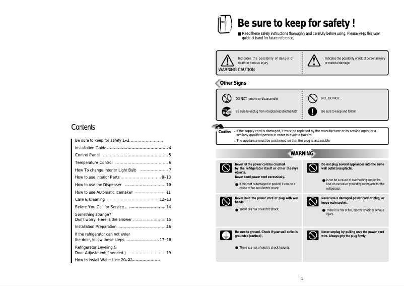 Page 1 de la notice Manuel utilisateur Daewoo FRS-20DDW
