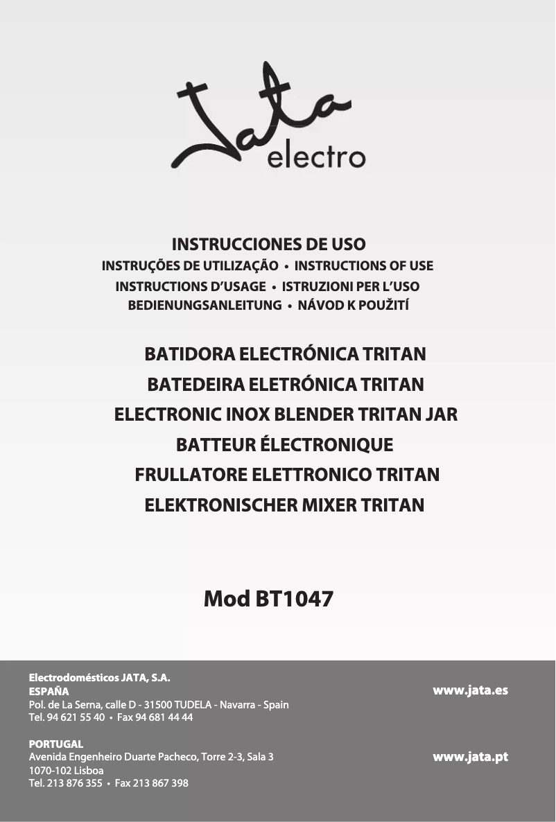 Image de la première page du manuel de l'appareil BT1047