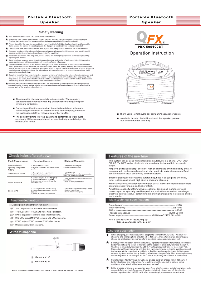 Page 1 de la notice Manuel utilisateur QFX PBX-505100BT