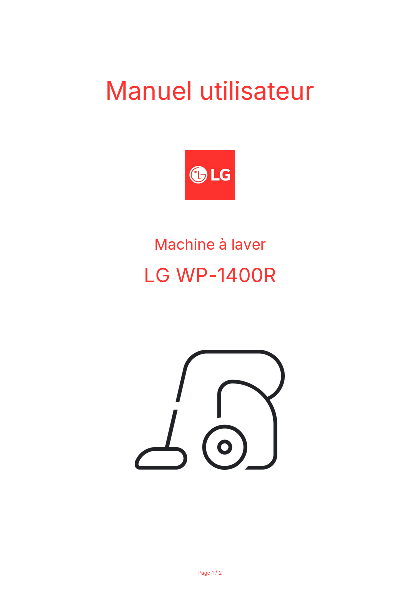 Page n°1 - Manuel utilisateur LG WP-1400R