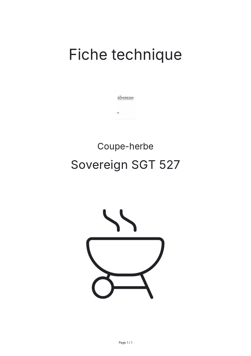 Page n°1 - Fiche technique Sovereign SGT 527