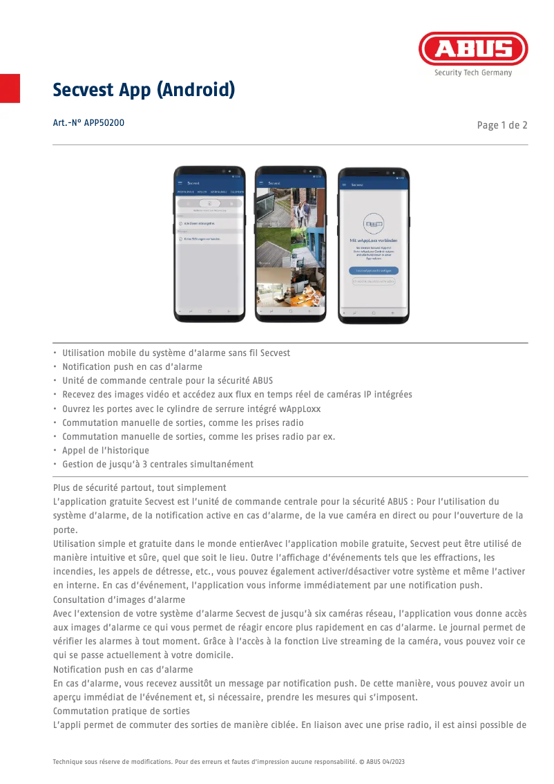 Image de la première page du manuel de l'appareil APP50200