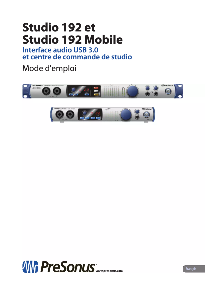 Page 1 de la notice Manuel utilisateur PreSonus Studio 192