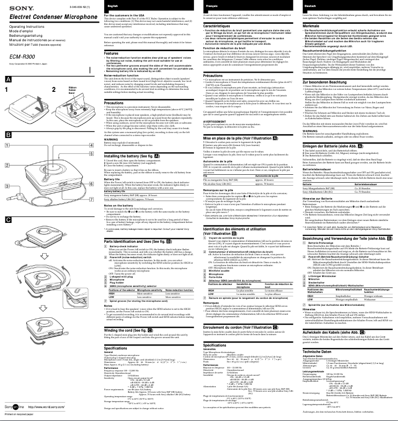 Página 1 del manual Manual de usuario Sony ECM-R300