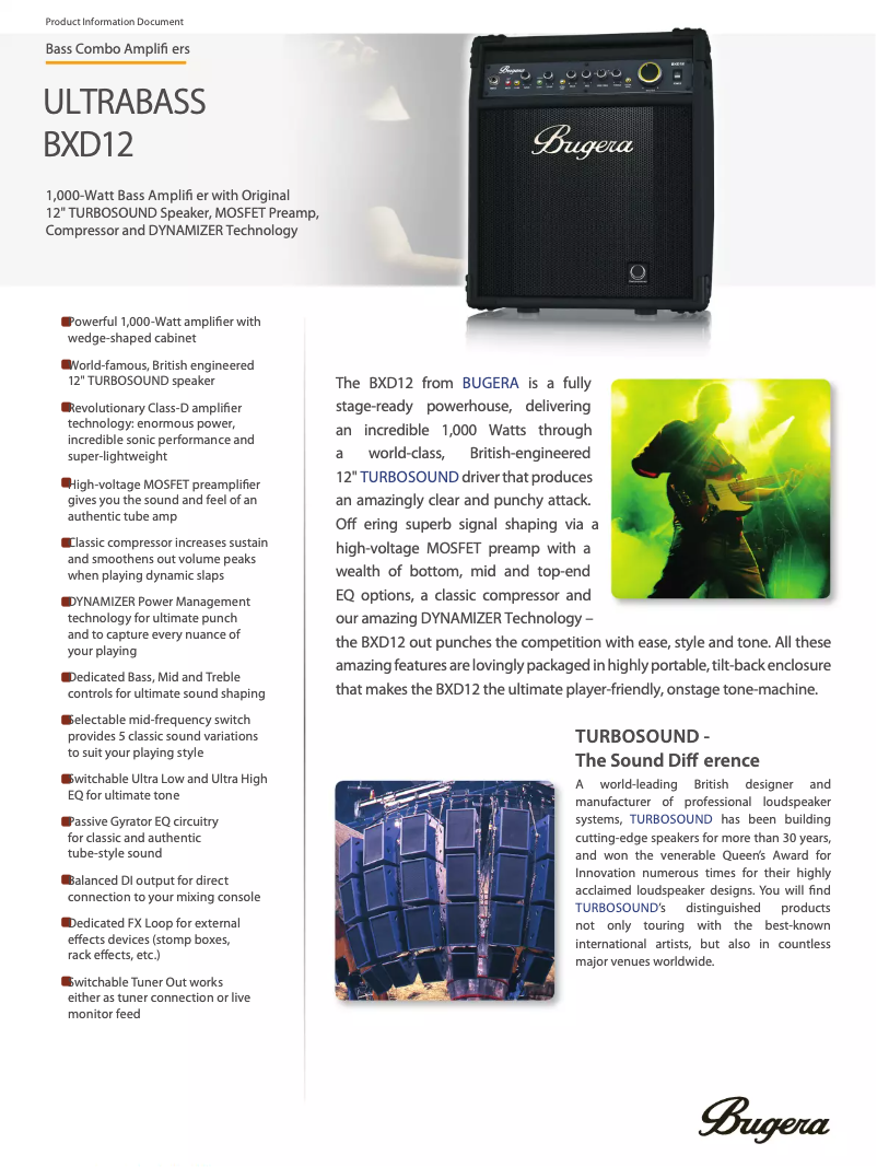 Page n°1 - Fiche technique Bugera Ultrabass BXD12