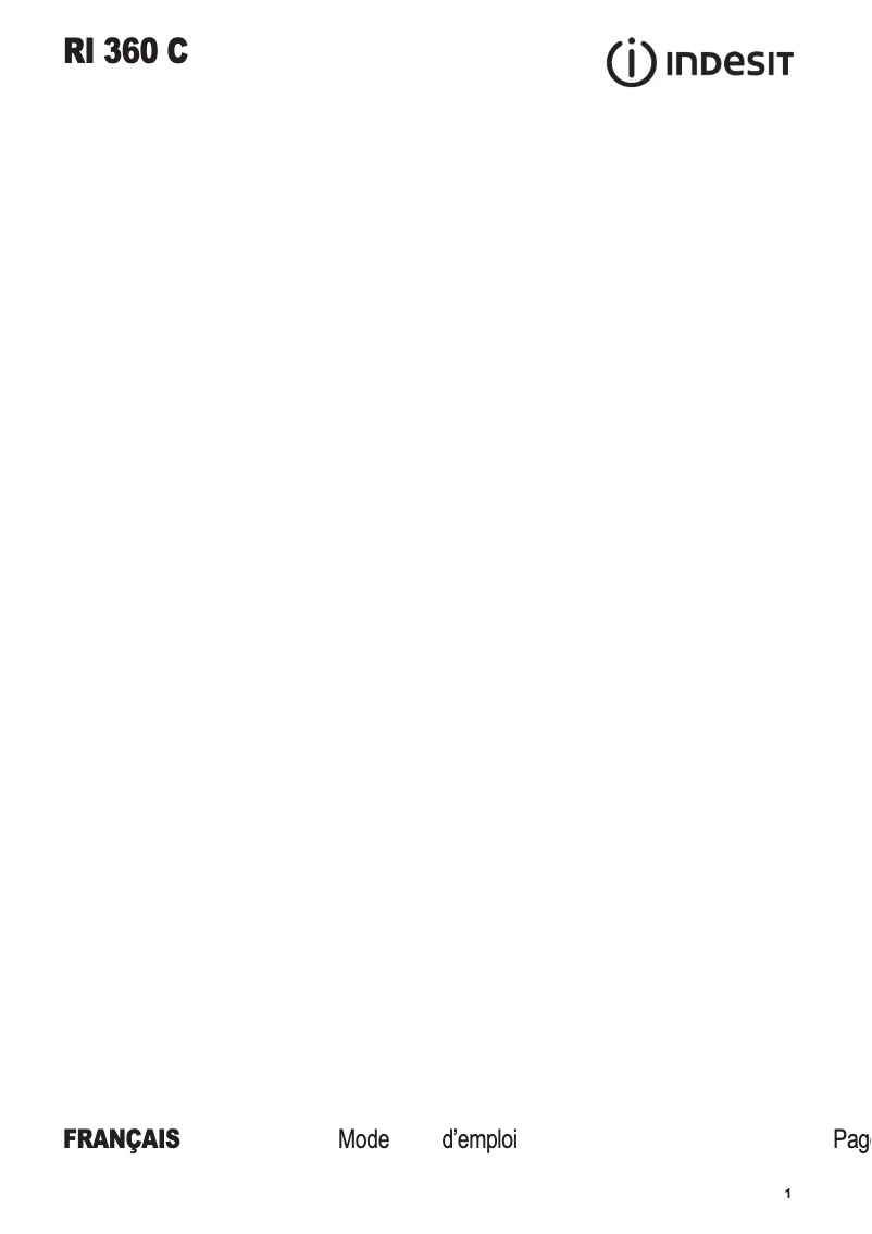 Page 1 de la notice Manuel utilisateur Indesit RI 360 C
