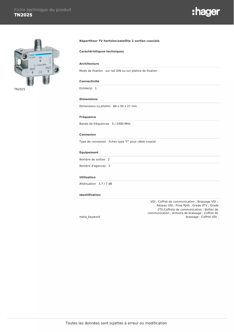 Image de la première page du manuel de l'appareil TN202S