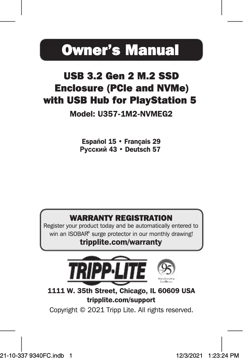 Página 1 del manual Manual de usuario Tripp Lite U357-1M2-NVMEG2