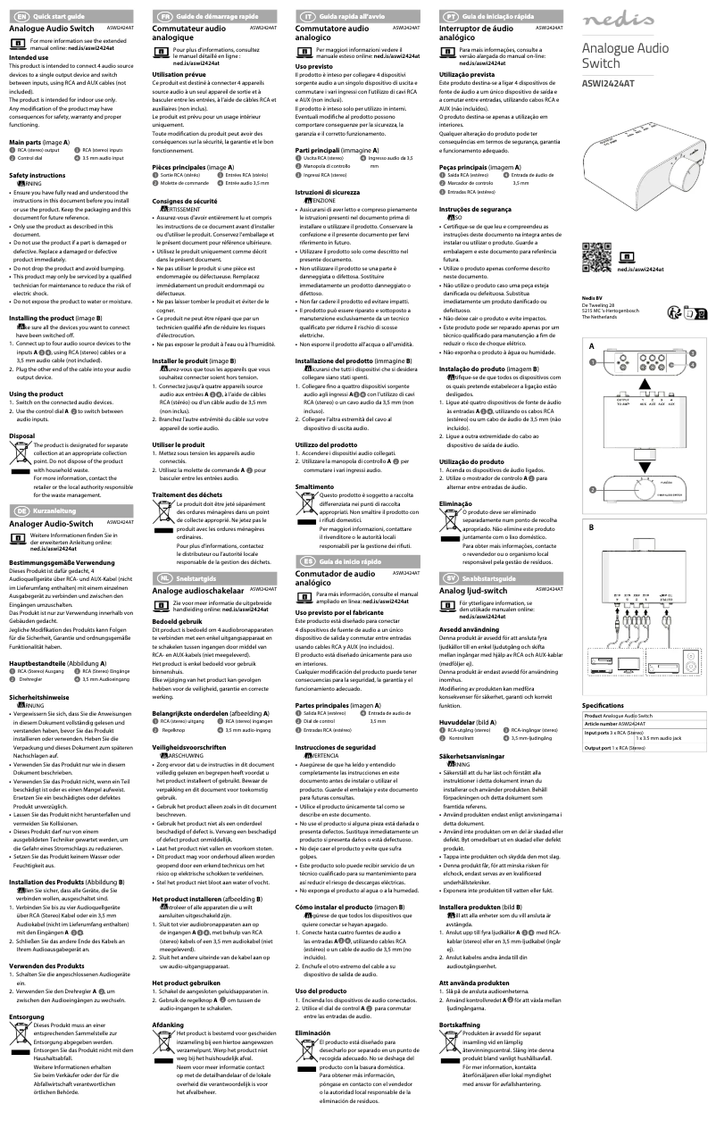 Page 1 de la notice Manuel utilisateur Nedis ASWI2424AT