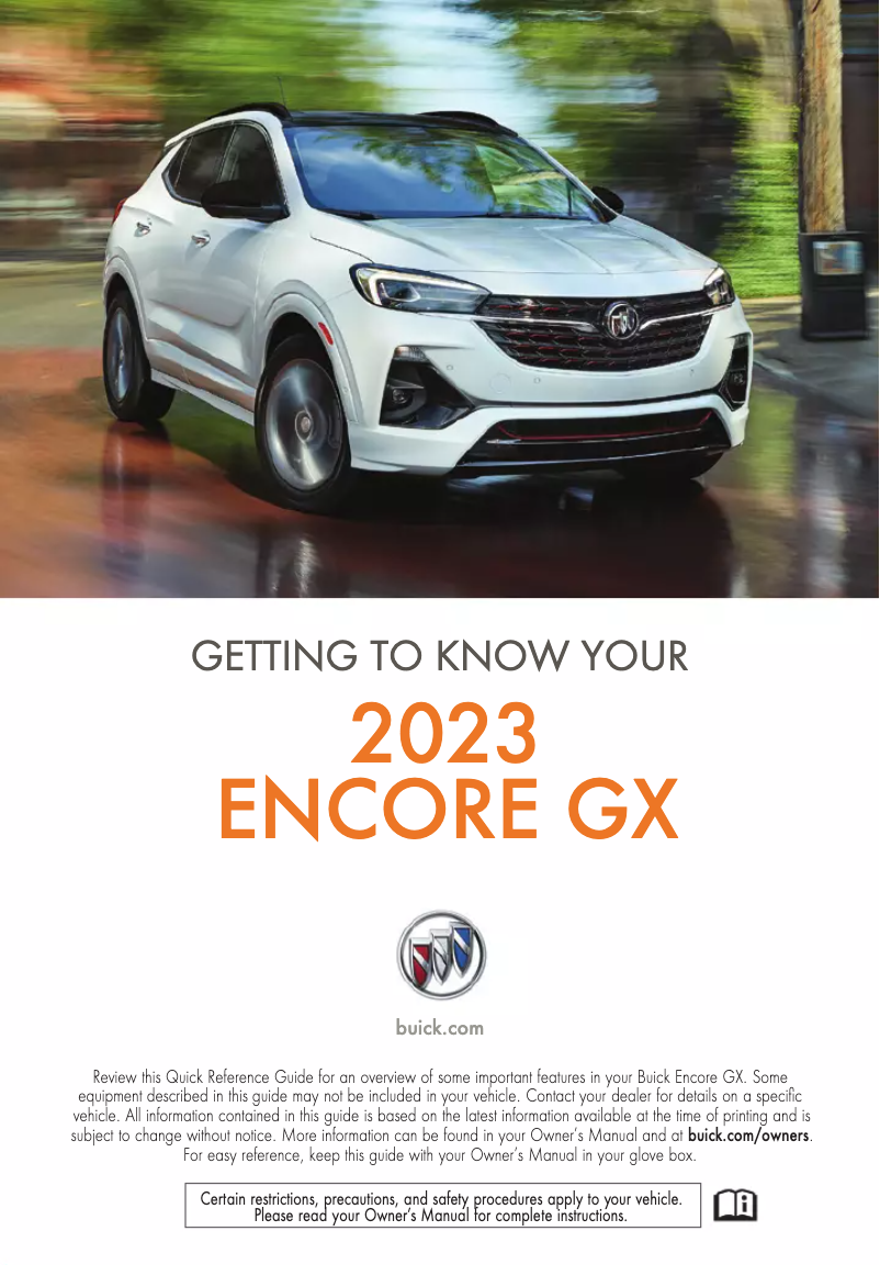 Page 1 de la notice Guide de démarrage rapide Buick Encore GX (2023)