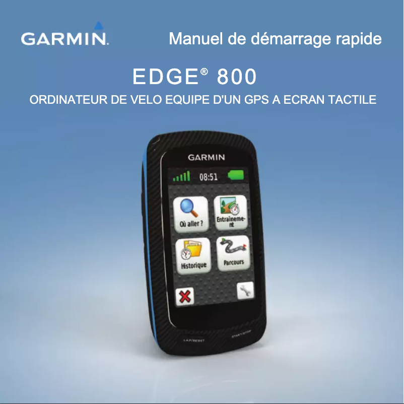 Image de la première page du manuel de l'appareil Edge 800