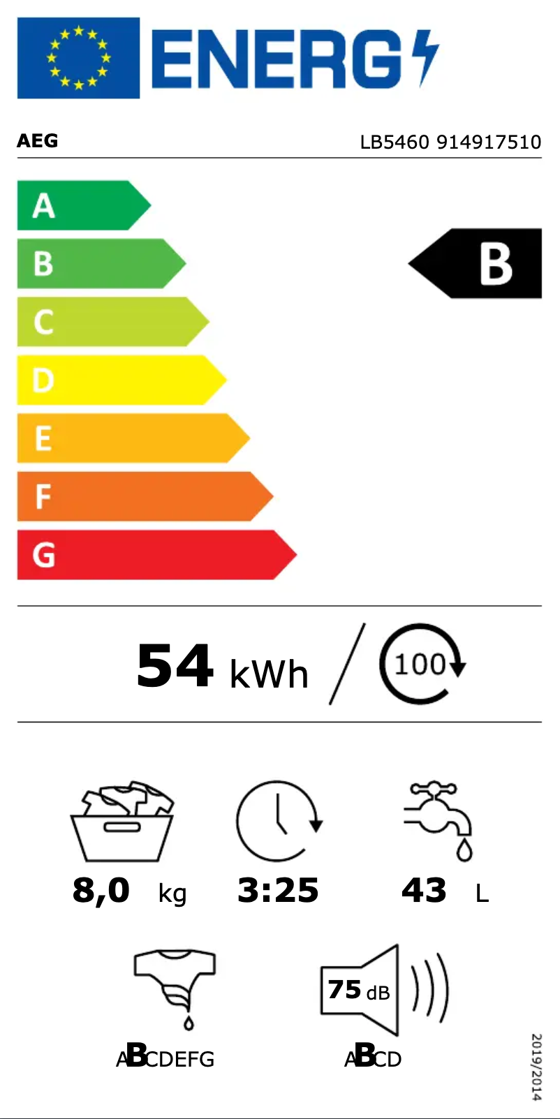 Página 1 del manual Etiqueta energética AEG LB5460
