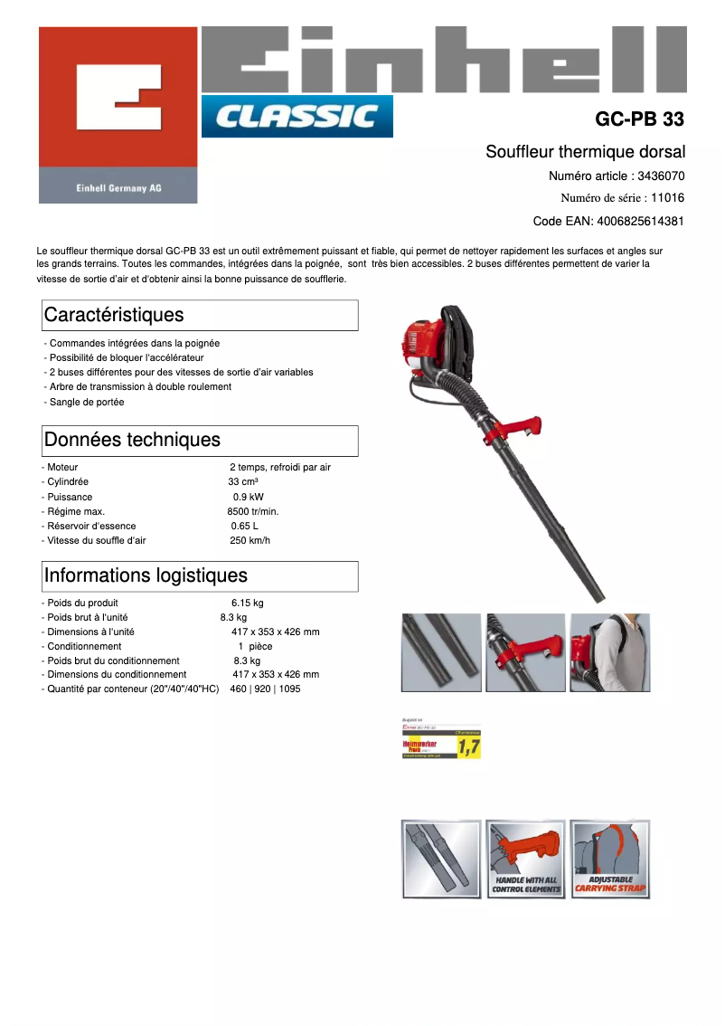 Image de la première page du manuel de l'appareil GC-PB 33