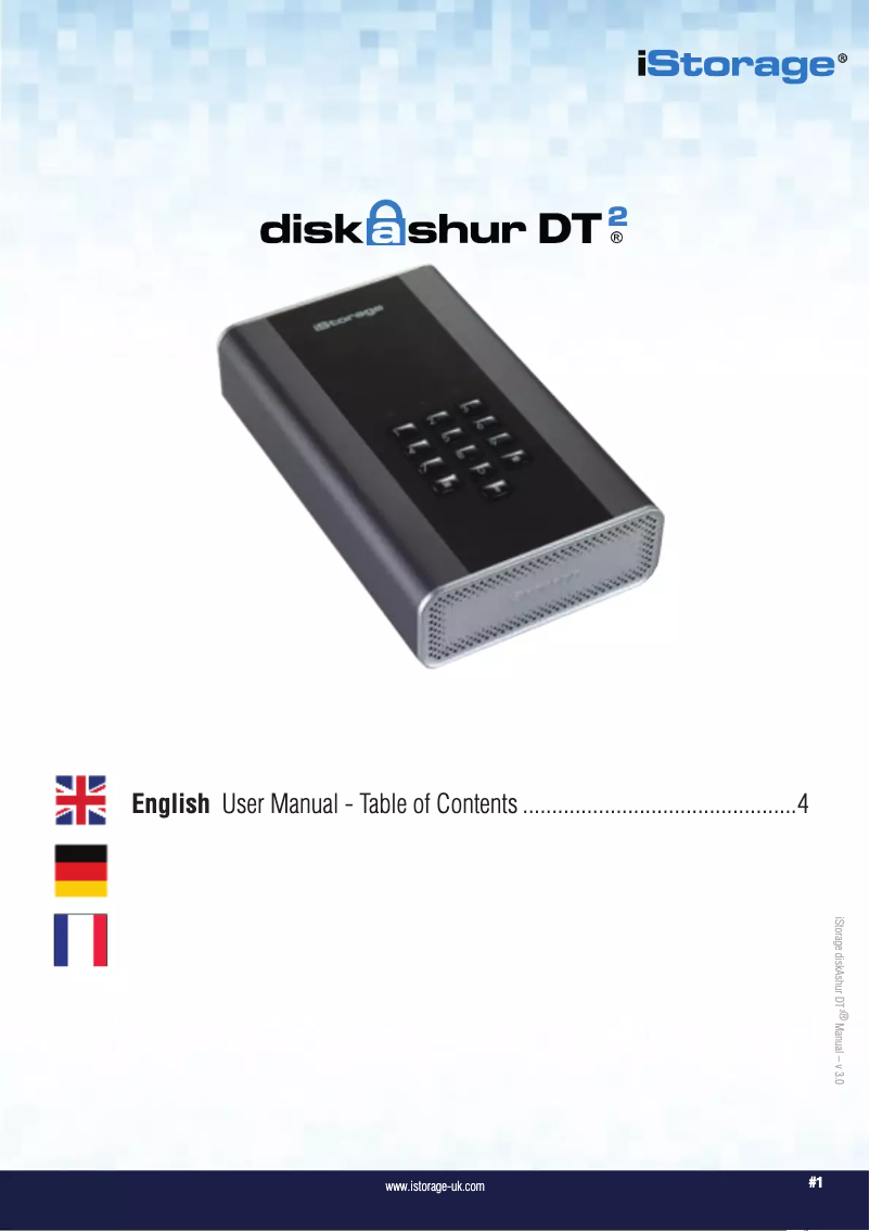 Page n°1 - Manuel utilisateur iStorage DiskAshur DT2