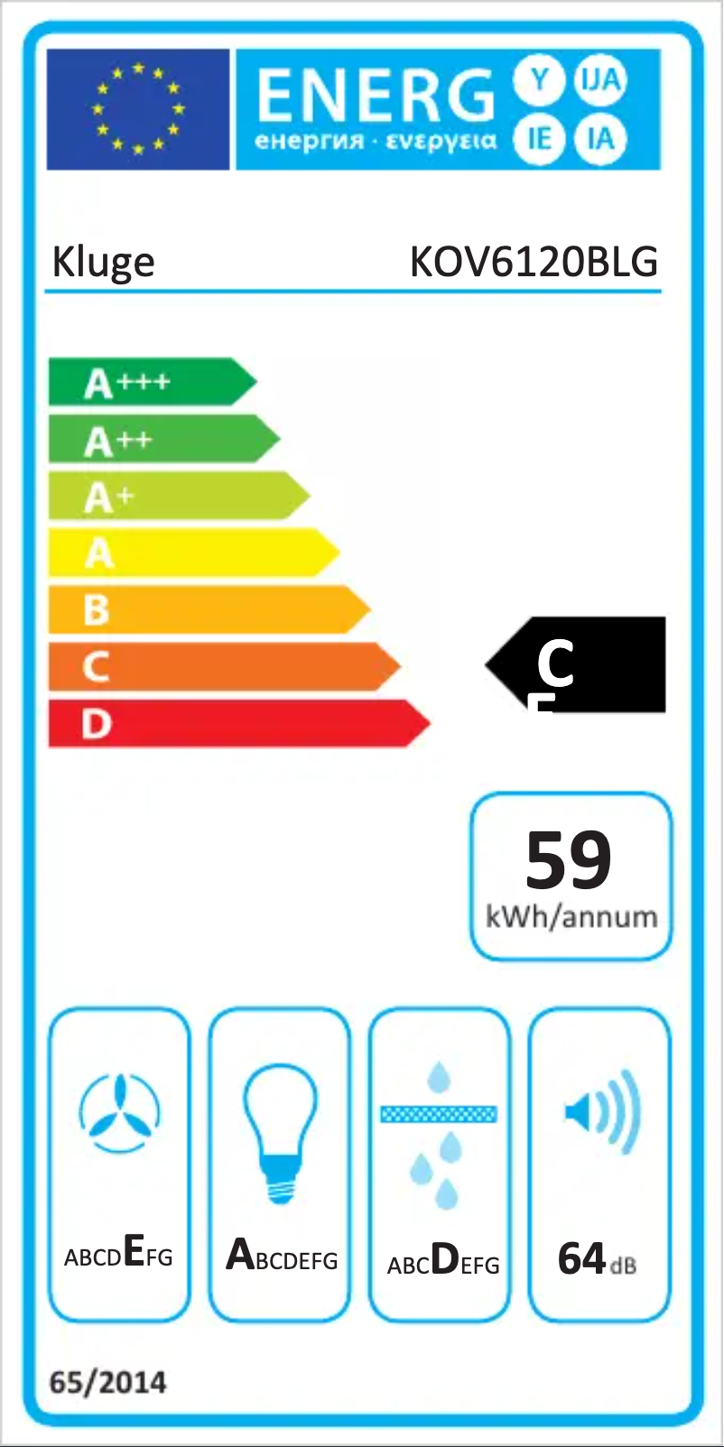 Page n°1 - Label énergétique Kluge KOV6120BLG