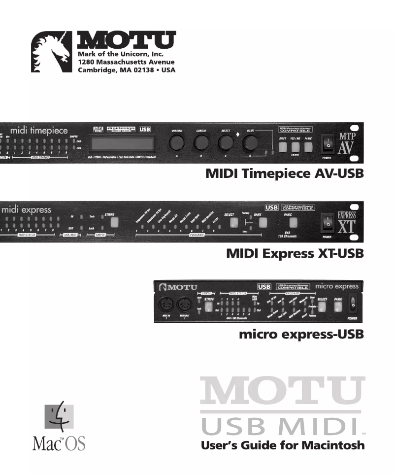 First page image of the manual for MIDI Timepiece AV (USB)