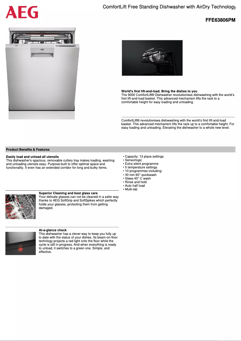 Página 1 del manual Ficha técnica AEG FFE63806PM