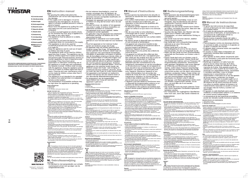 Page n°1 - Manuel utilisateur TriStar RA-2738