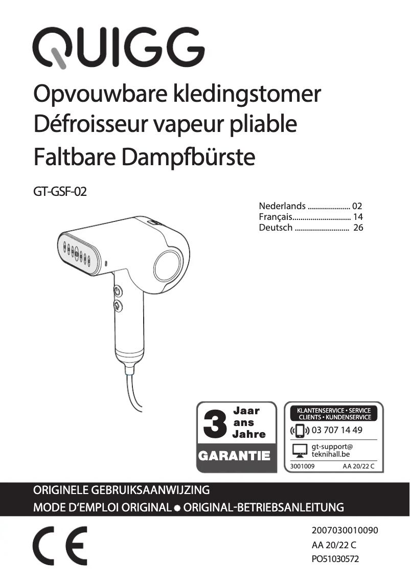 Página 1 del manual Manual de usuario Quigg GT-GSF-02
