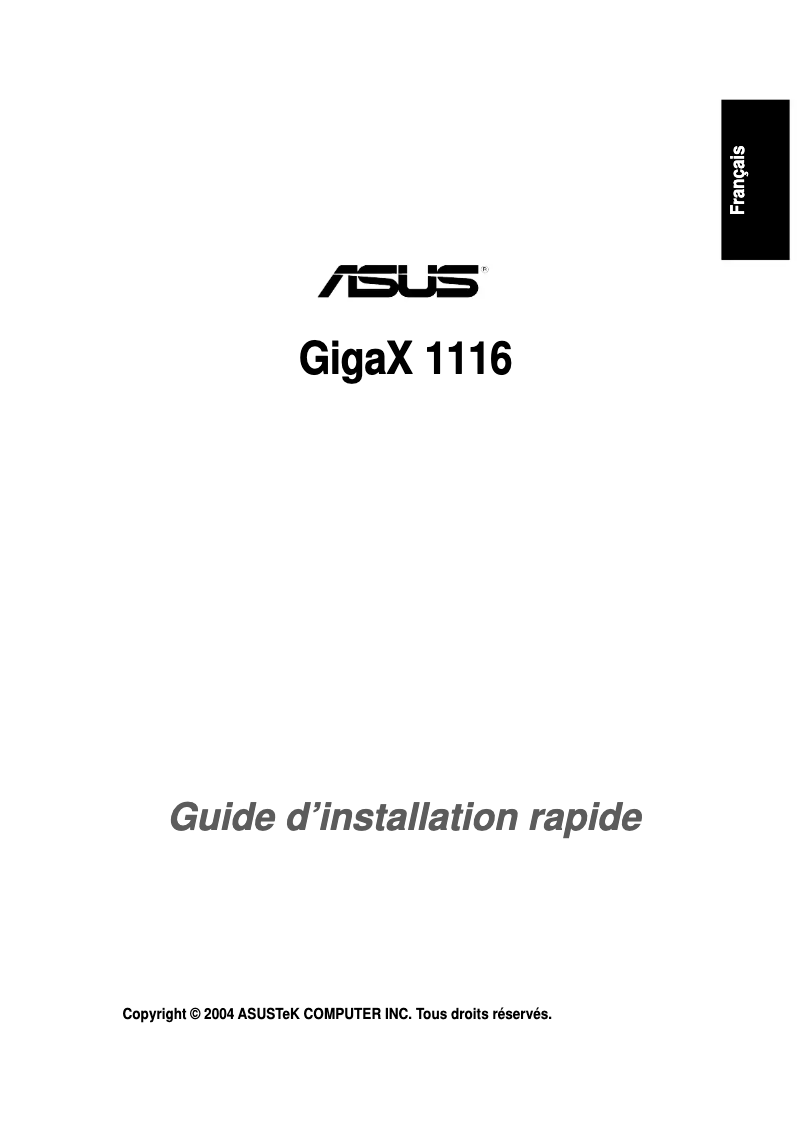 Page n°1 - Manuel utilisateur Asus GigaX 1116