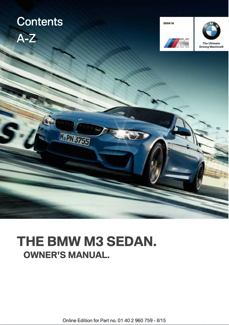 Page n°1 - Manuel utilisateur BMW M3 (2016)