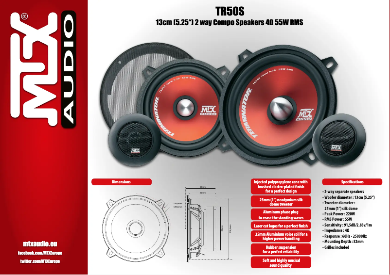 Page n°1 - Manuel utilisateur MTX Audio TR50S