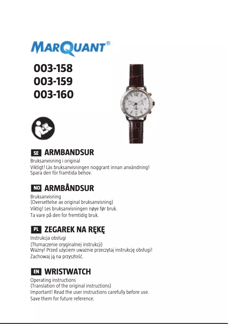 Page 1 de la notice Manuel utilisateur Marquant 003-158