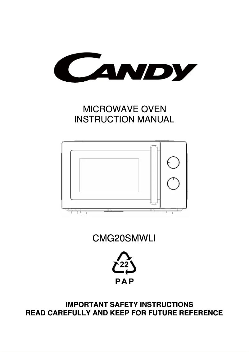 Page 1 de la notice Manuel utilisateur Candy CMG20SMWLI-07
