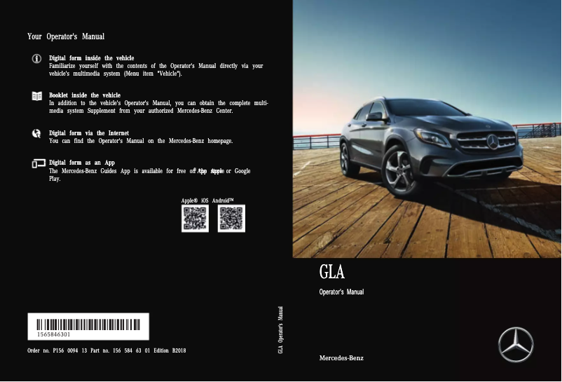 Page 1 de la notice Manuel utilisateur Mercedes-Benz GLA (2018)