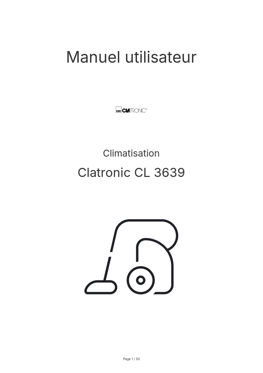 Page n°1 - Manuel utilisateur Clatronic CL 3639