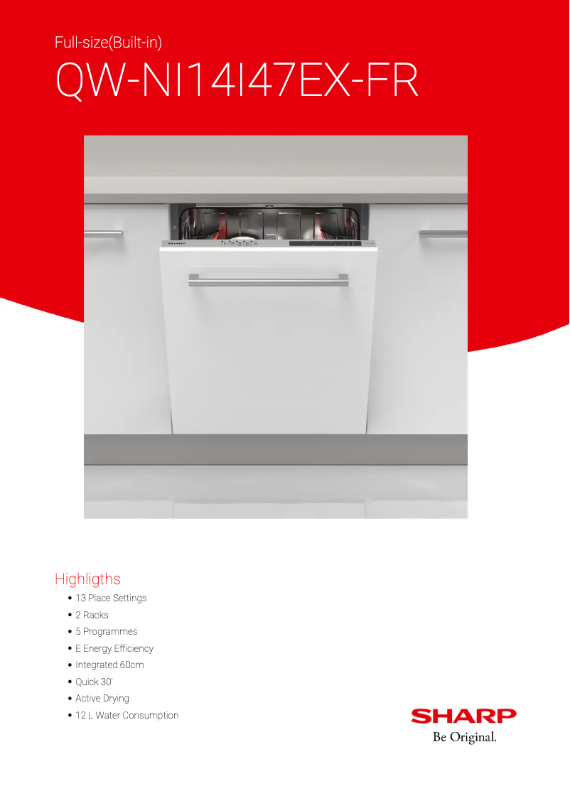 Page 1 de la notice Fiche technique Sharp QW-NI14I47EX-FR