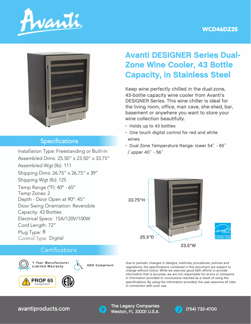 Image de la première page du manuel de l'appareil WCD46DZ3S