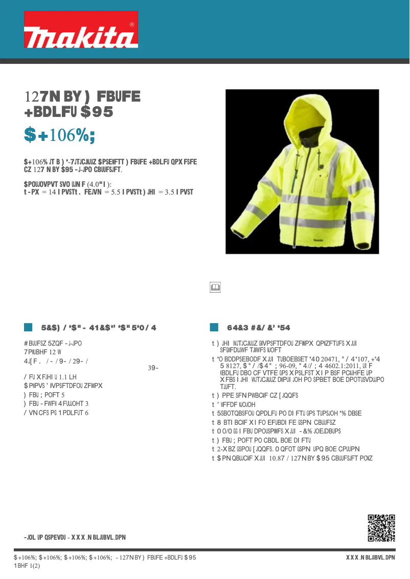 Page n°1 - Fiche technique Makita CJ106DZ