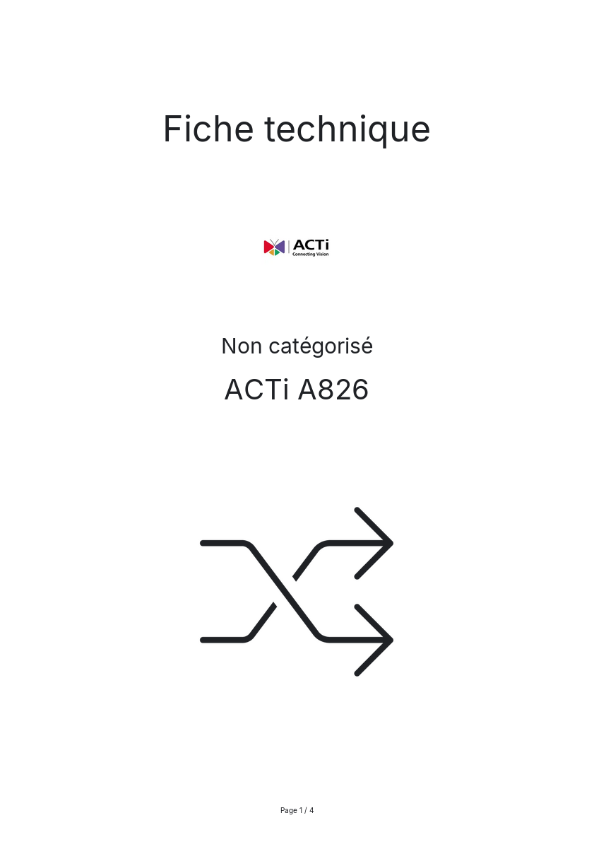 Page n°1 - Fiche technique ACTi A826