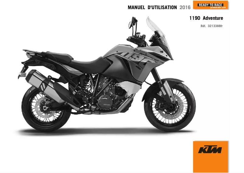 Page 1 de la notice Manuel utilisateur KTM 1190 Adventure (2016)