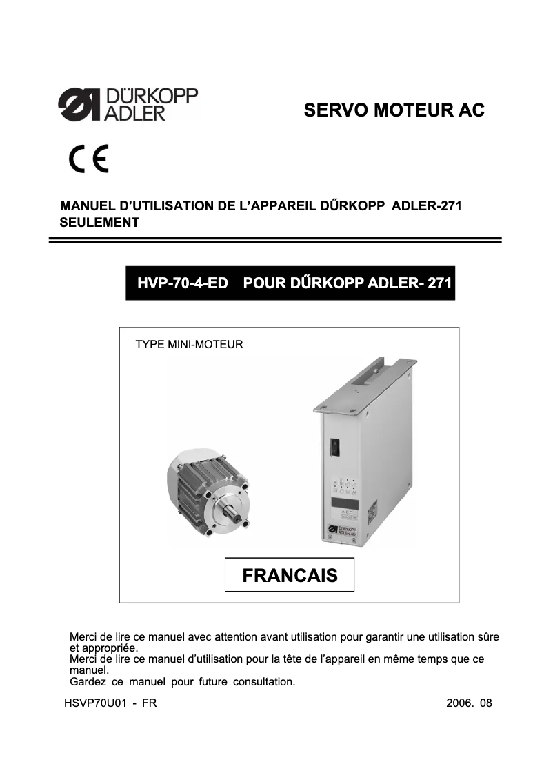 Page n°1 - Manuel utilisateur Dürkopp Adler 609