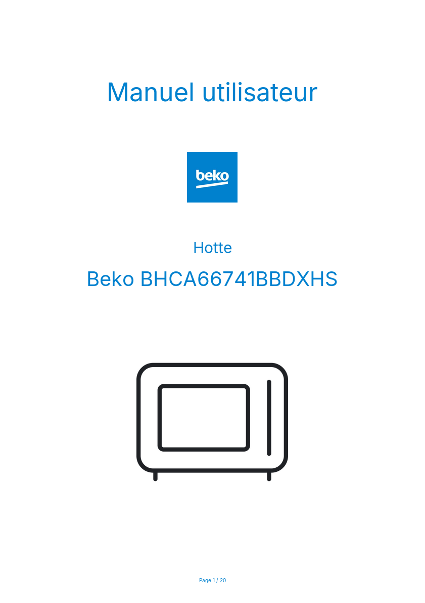 Image de la première page du manuel de l'appareil BHCA66741BBDXHS