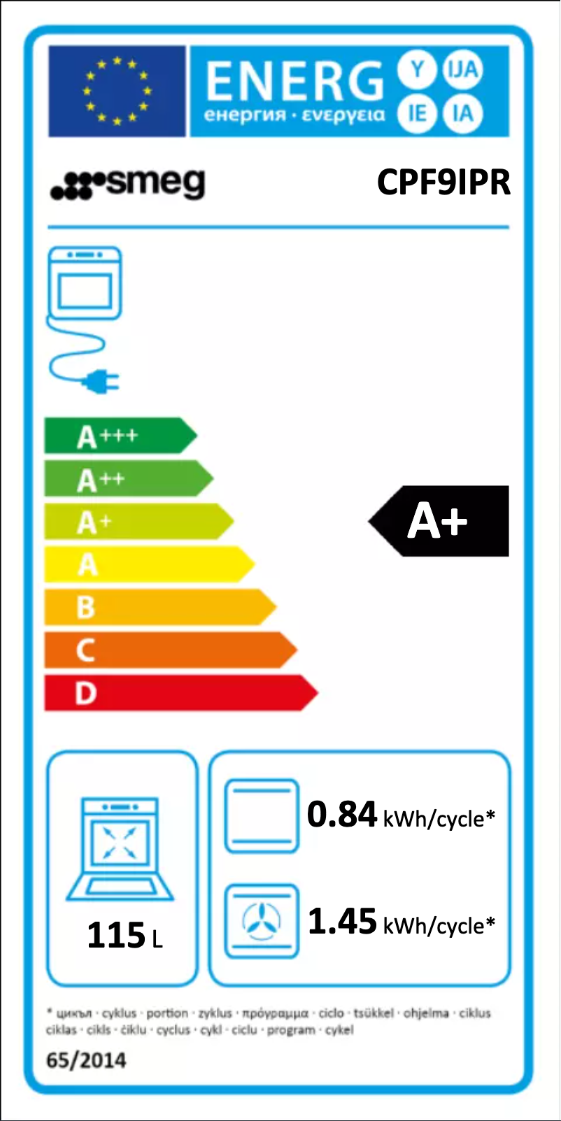 Page n°1 - Label énergétique Smeg CPF9IPR