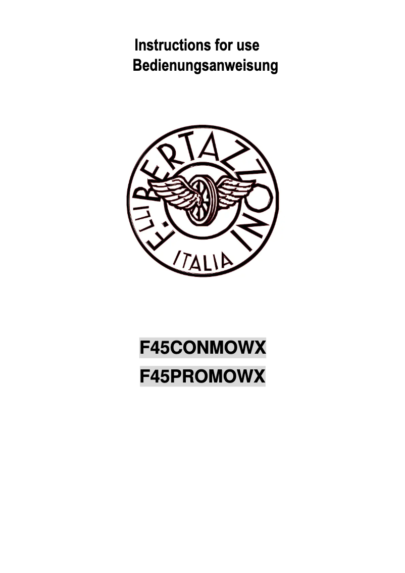 Page 1 de la notice Manuel utilisateur Bertazzoni F45 PRO MOW X