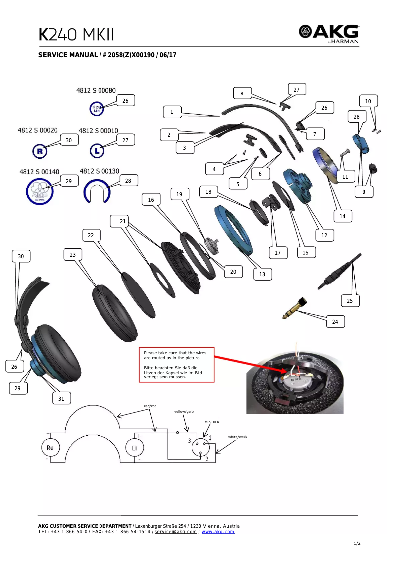Page 1 de la notice Manuel utilisateur AKG K240 MKII