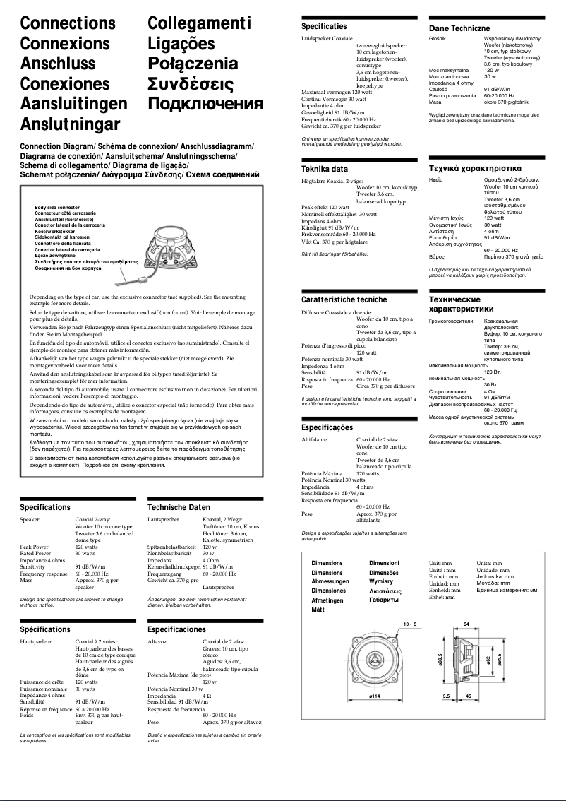 Page 1 de la notice Manuel utilisateur Sony XS-A1026