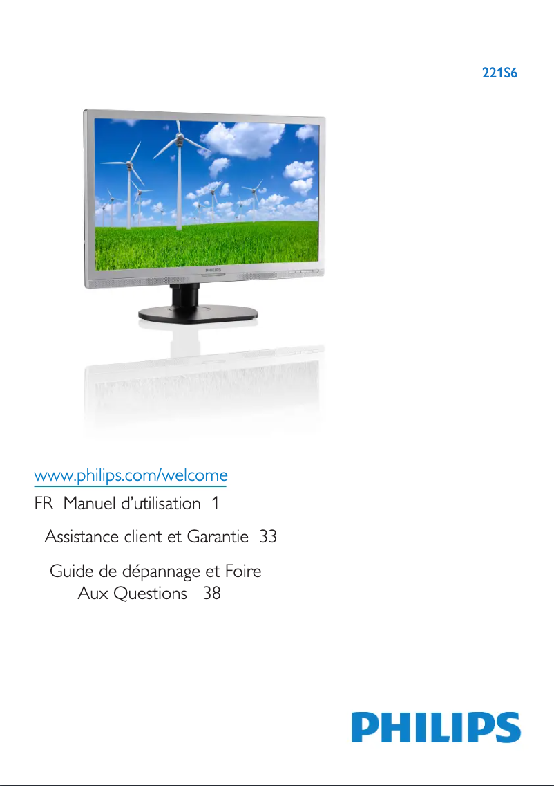 Page 1 de la notice Manuel utilisateur Philips 221S6QHAW