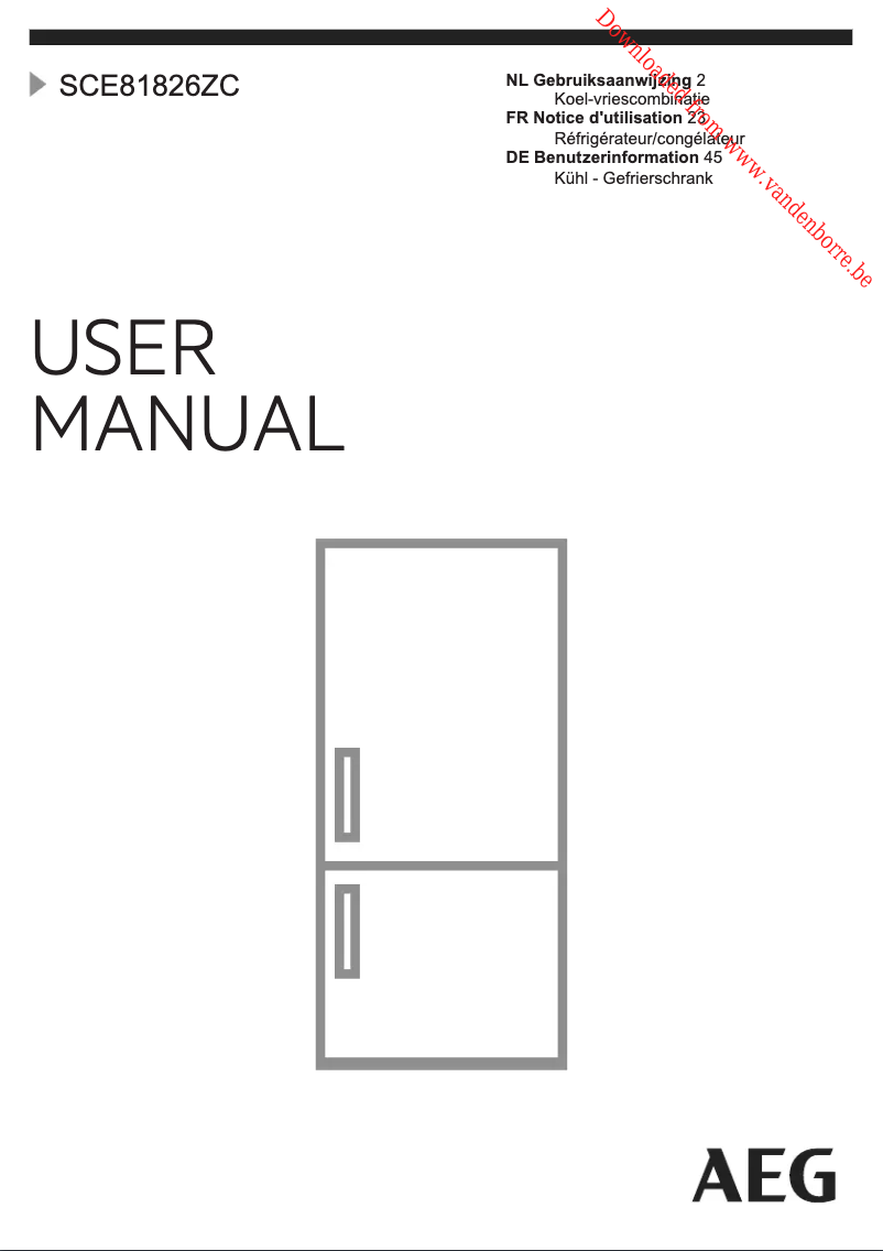 Page 1 de la notice Manuel utilisateur AEG SCE81826ZC